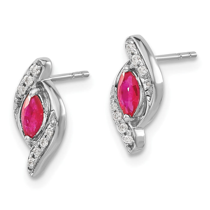 Exclusive 14K White Gold Ruby & Diamond Earrings - Stylish Luxury Value!-2