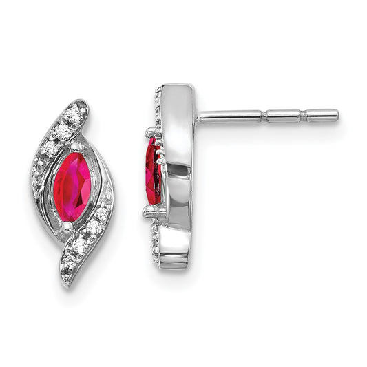 Exclusive 14K White Gold Ruby & Diamond Earrings - Stylish Luxury Value!