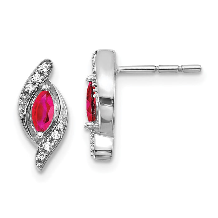 Exclusive 14K White Gold Ruby & Diamond Earrings - Stylish Luxury Value!-1