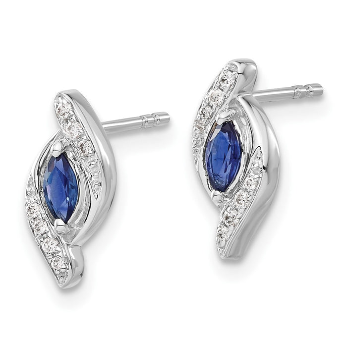 Buy 14K White Gold Diamond & Sapphire Stud Earrings - Stylish Luxury Value!-2
