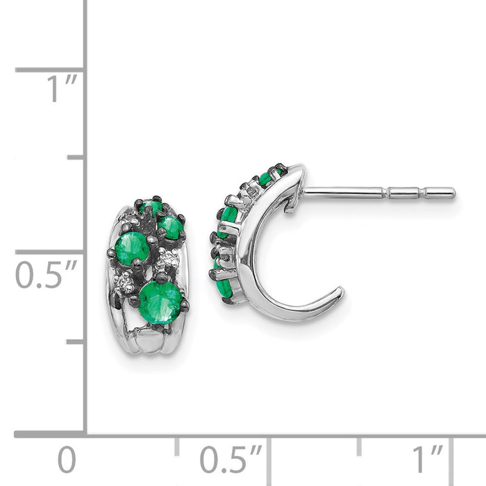 Shop Exclusive 14K White Gold Hoop Earrings with Diamond & Emerald Accents-4