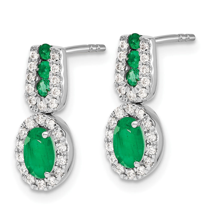 Exclusive 14K White Gold 1/3 Ct Diamond & Emerald Earrings - Stylish Value!-2