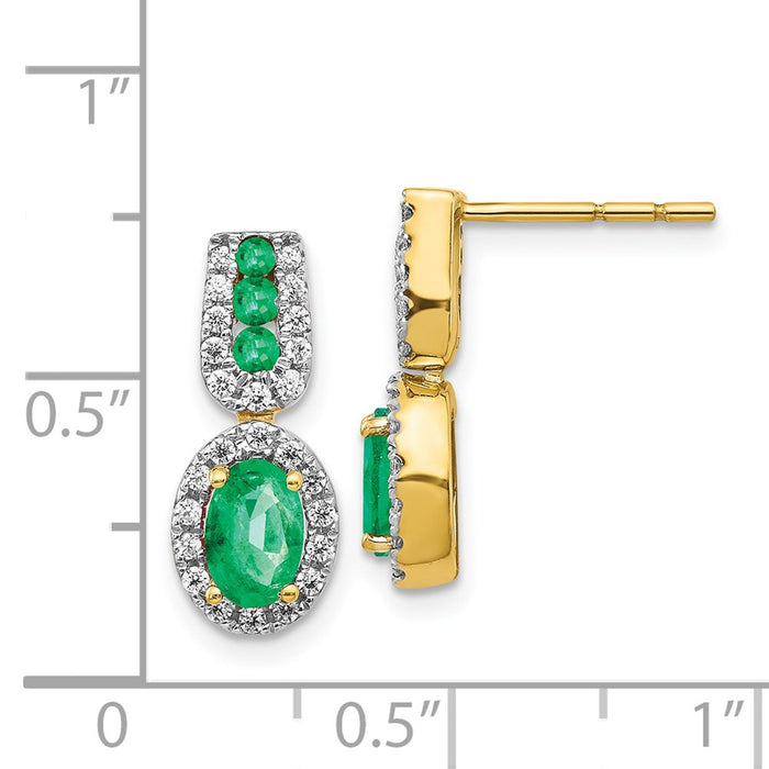 Exclusive 14K Gold 1/3 Ct Diamond & Emerald Earrings - Stylish Value Deal!-4