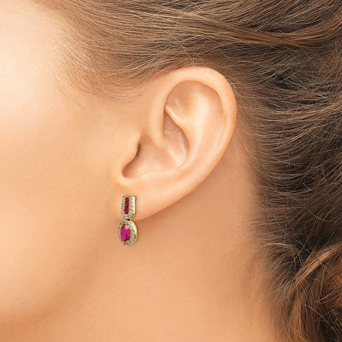 High-Quality 14K Gold Ruby & Diamond Earrings - Stylish Luxury Value Gift-3