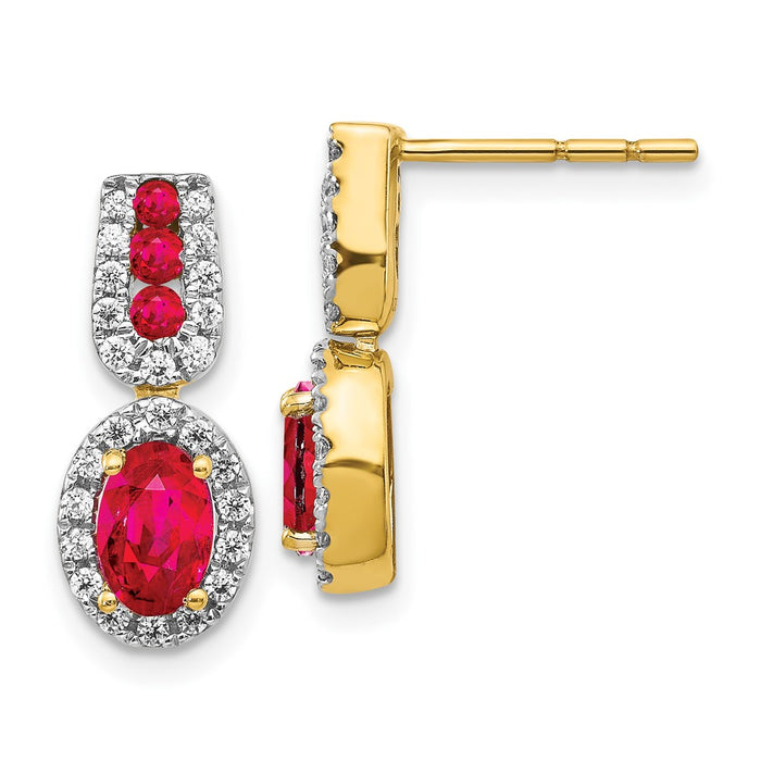 High-Quality 14K Gold Ruby & Diamond Earrings - Stylish Luxury Value Gift-1