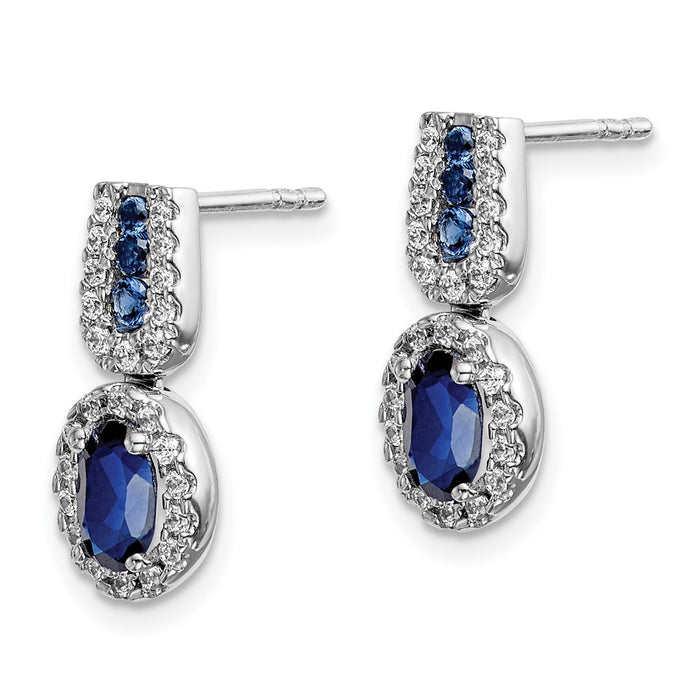 Exclusive 14K White Gold Sapphire & Diamond Stud Earrings - Stylish Value!-2