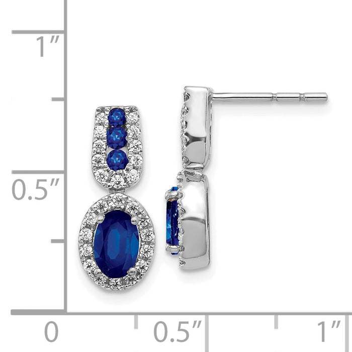 Exclusive 14K White Gold Sapphire & Diamond Stud Earrings - Stylish Value!-4