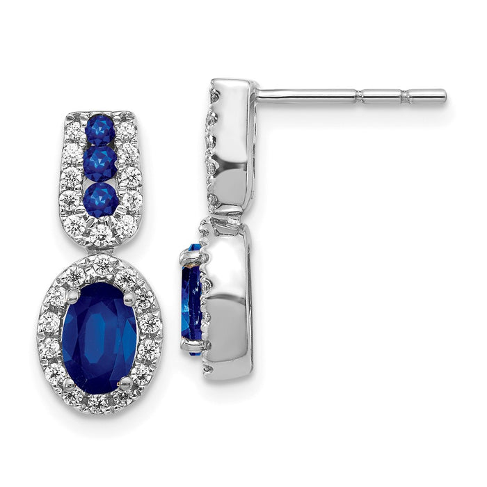 Exclusive 14K White Gold Sapphire & Diamond Stud Earrings - Stylish Value!-1
