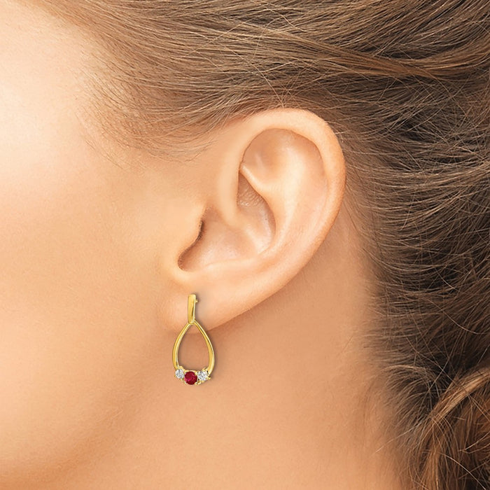 Buy Stylish 10K Gold Ruby & White Sapphire Drop Earrings | Affordable Luxury-3