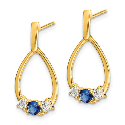 Buy Exclusive 10K Gold Dangle Teardrop Earrings with 1/3 Carat Lab-Grown Diamond & Created Sapphire - Affordable Luxury!
