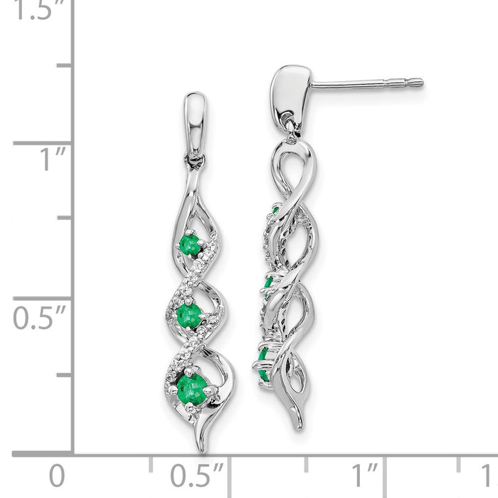 High-Quality 14K White Gold Emerald & Diamond Dangle Earrings - Stylish Luxury-4