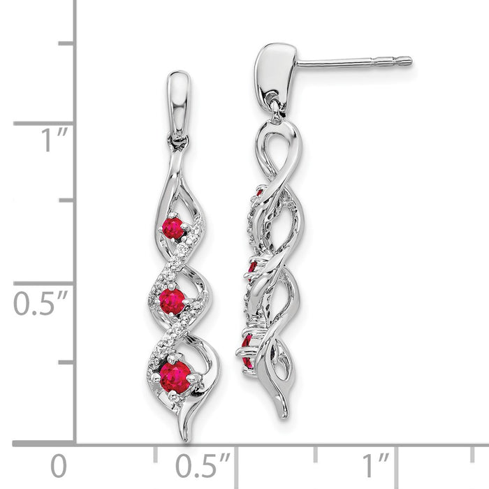 High-Quality 10K White Gold Dangle Earrings with Diamonds & Rubies | Stylish Value-4