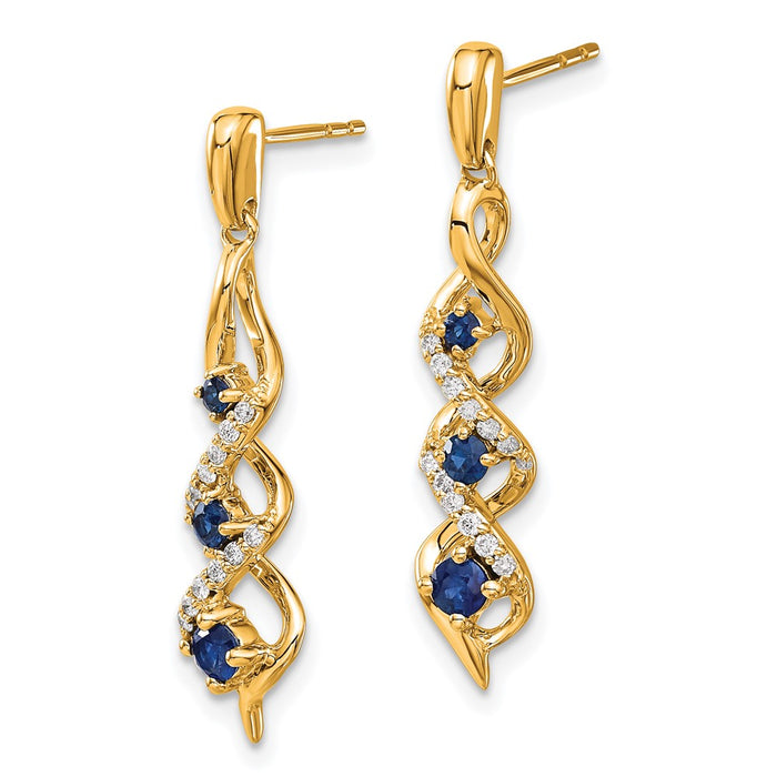 Buy Stylish 14K Gold Diamond & Blue Sapphire Drop Earrings - Luxury Design-2