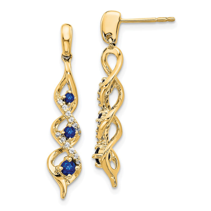 Buy Stylish 14K Gold Diamond & Blue Sapphire Drop Earrings - Luxury Design-1