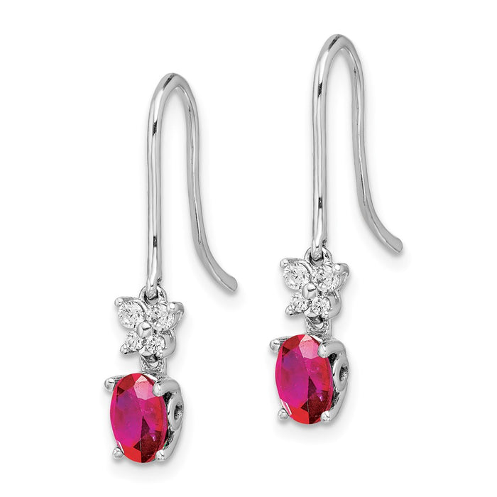 High-Quality 14K White Gold Oval Ruby Earrings with Diamond Accents - Stylish Luxury-2