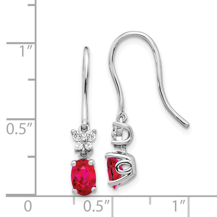 High-Quality 14K White Gold Oval Ruby Earrings with Diamond Accents - Stylish Luxury-4