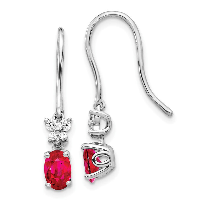 High-Quality 14K White Gold Oval Ruby Earrings with Diamond Accents - Stylish Luxury-1