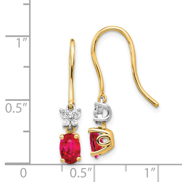 High-Quality 14K Two-Tone Gold Oval Ruby & Diamond Earrings - Stylish Value!-4