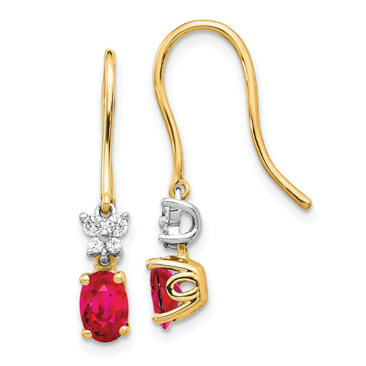 High-Quality 14K Two-Tone Gold Oval Ruby & Diamond Earrings - Stylish Value!