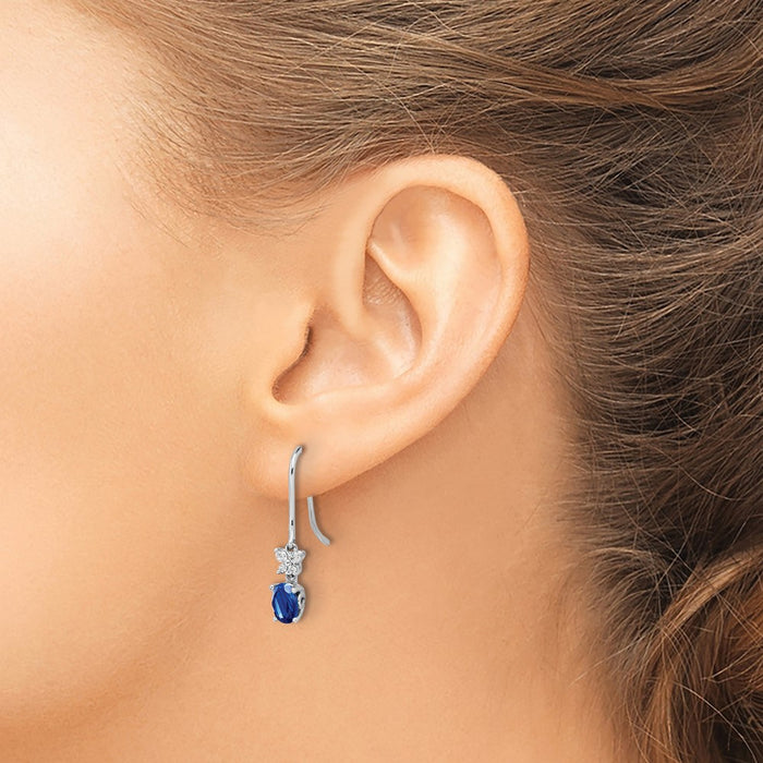 High-Quality 14K White Gold Oval Sapphire & Diamond Earrings | Stylish Value Deal-3