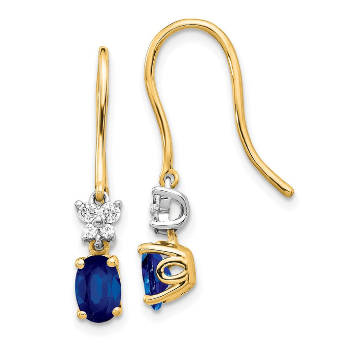 Shop Exclusive 14K Two-Tone Gold Oval Sapphire & Diamond Earrings | Stylish Luxury-1
