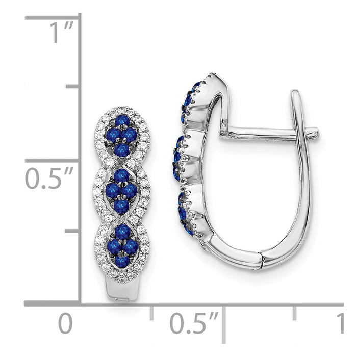 Buy Exclusive 14K White Gold Hinged Earrings with Diamonds & Blue Sapphires-4
