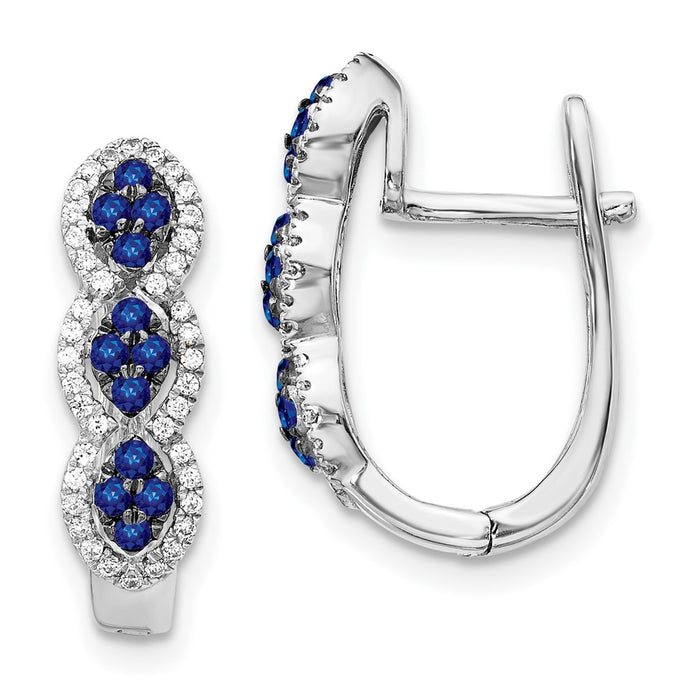 Buy Exclusive 14K White Gold Hinged Earrings with Diamonds & Blue Sapphires-1