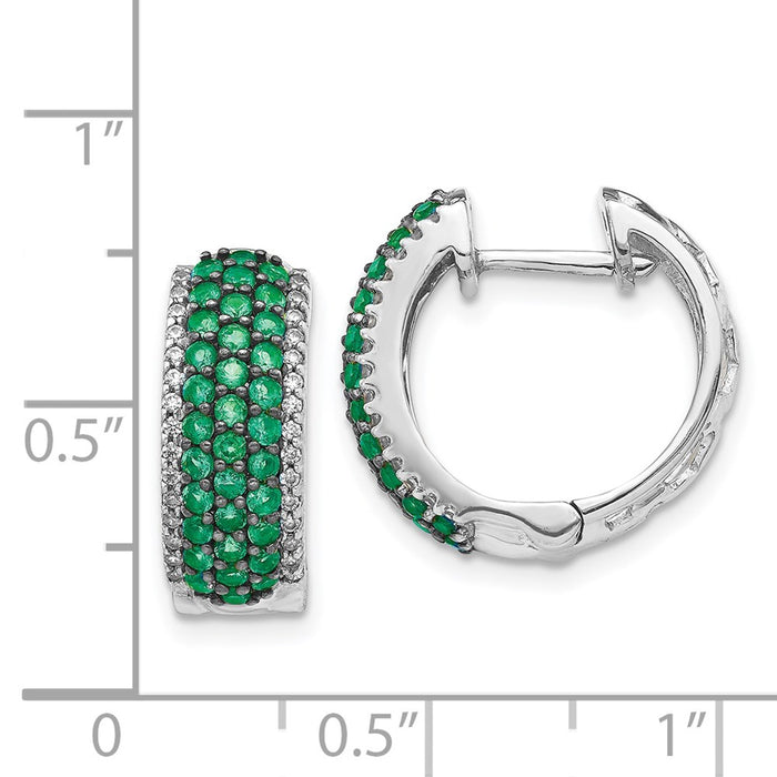 Buy Exclusive 14K White Gold Hinged Hoop Earrings with Diamonds & Emeralds-4