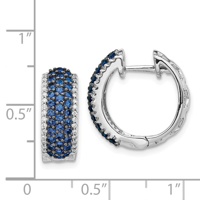 Buy Stylish 14K White Gold Diamond & Sapphire Hinge Hoop Earrings, 1.5-4