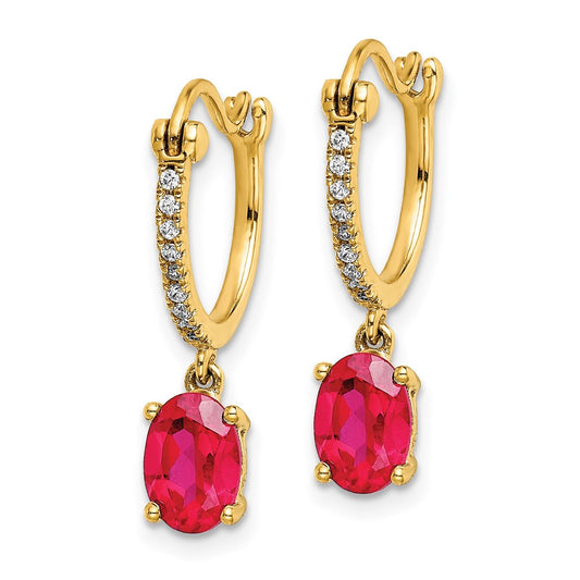 Shop 14K Gold Diamond & Ruby Dangle Hoop Earrings - 1/10ct, Stylish Value!
