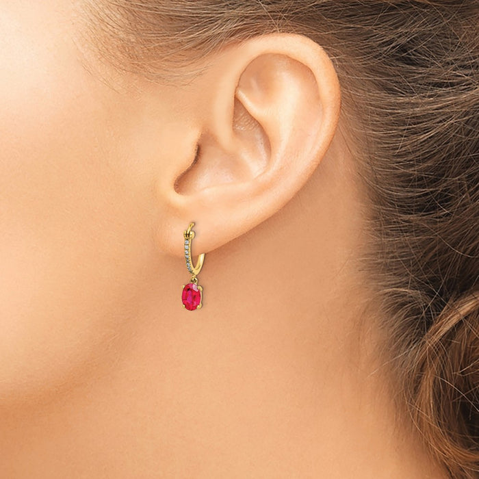 Shop 14K Gold Diamond & Ruby Dangle Hoop Earrings - 1/10ct, Stylish Value!-3