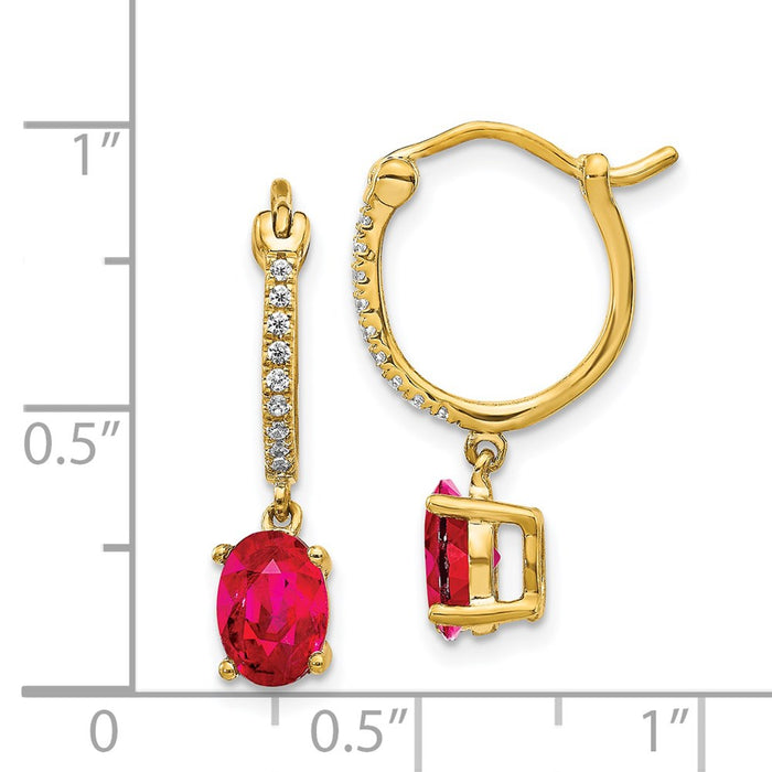 Shop 14K Gold Diamond & Ruby Dangle Hoop Earrings - 1/10ct, Stylish Value!-4