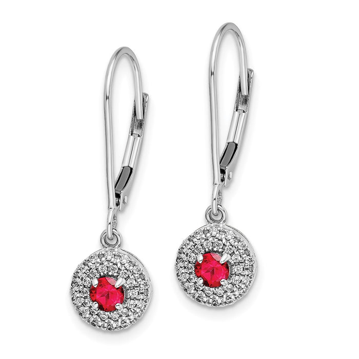 Buy 14K White Gold Ruby Dangle Earrings with Diamond Halo - Luxury Style-2