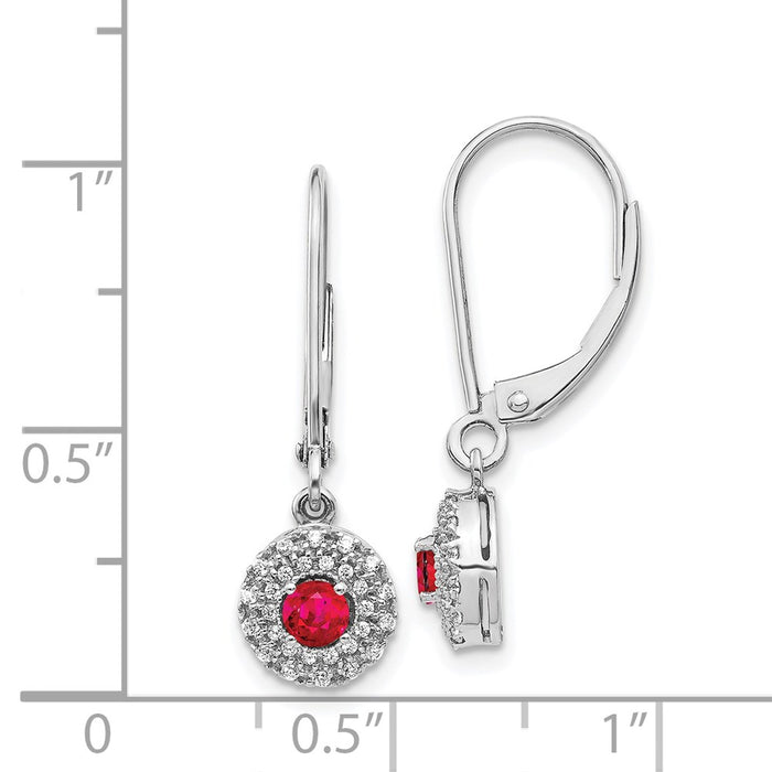 Buy 14K White Gold Ruby Dangle Earrings with Diamond Halo - Luxury Style-4