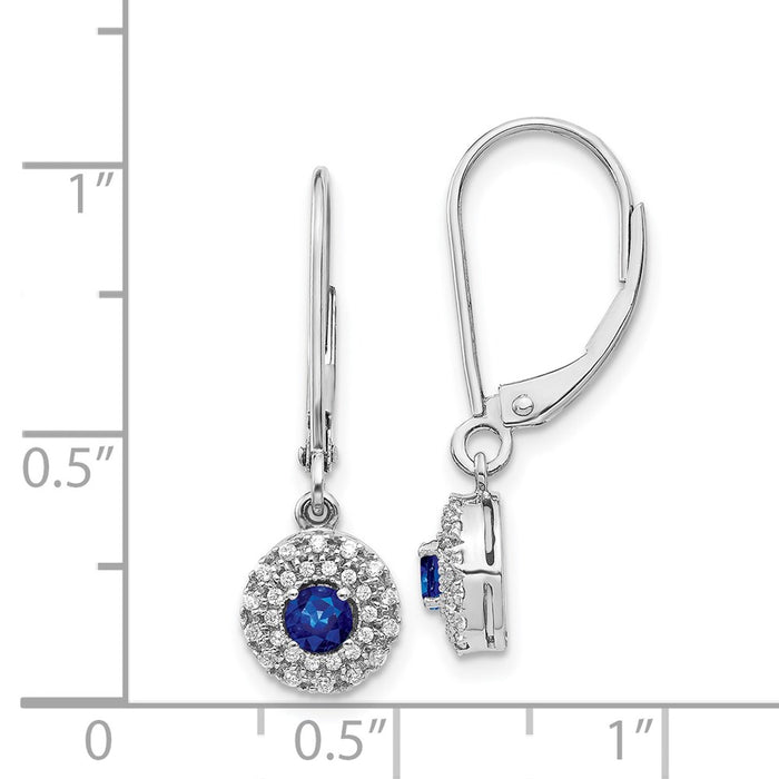 Shop Exclusive 14K White Gold Sapphire Dangle Earrings with Diamond Halo-4