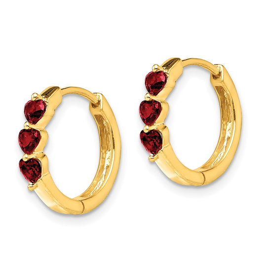 Shop Stylish 14K Gold-Plated Hinged Hoop Earrings with Created Ruby - Affordable Luxury
