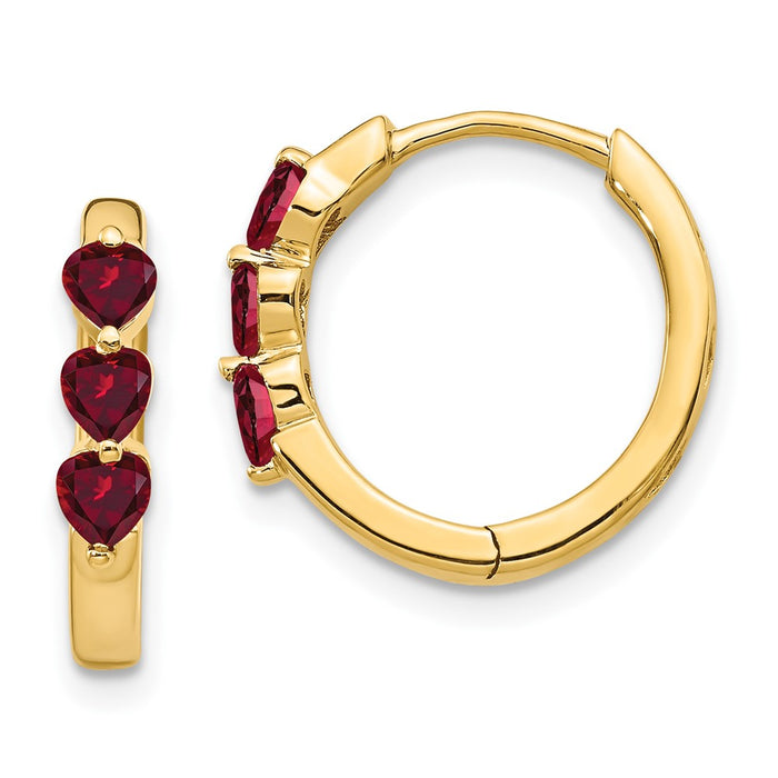 Shop Stylish 14K Gold-Plated Hinged Hoop Earrings with Created Ruby - Affordable Luxury-1