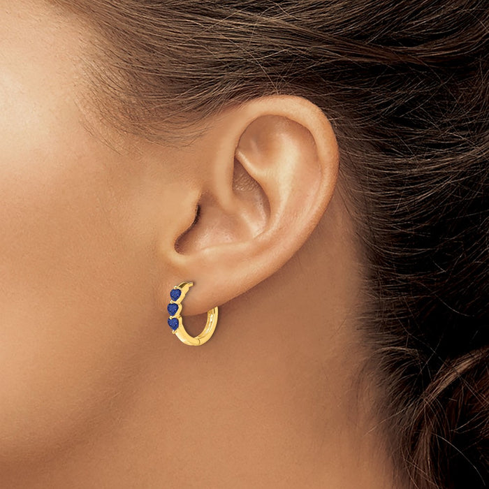 Buy Stylish 14K Gold Plated Hinged Hoop Earrings with Created Sapphire - Affordable Luxury-3