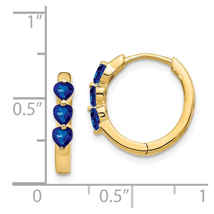 Buy Stylish 14K Gold Plated Hinged Hoop Earrings with Created Sapphire - Affordable Luxury-4