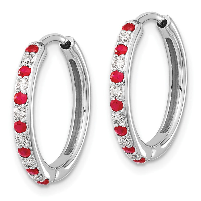 Buy Exclusive 14K White Gold Hinged Hoop Earrings with Diamonds & Rubies-2