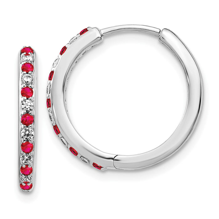 Buy Exclusive 14K White Gold Hinged Hoop Earrings with Diamonds & Rubies-1