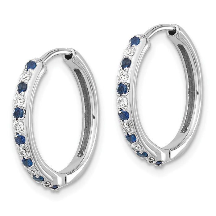 Shop Exclusive 14K White Gold Hinged Hoop Earrings with Diamonds & Sapphires-2