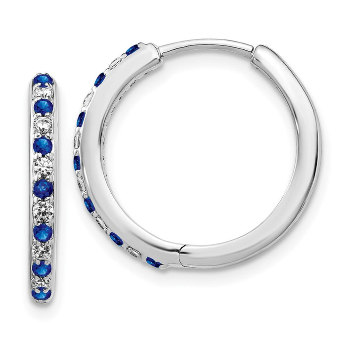 Shop Exclusive 14K White Gold Hinged Hoop Earrings with Diamonds & Sapphires-1