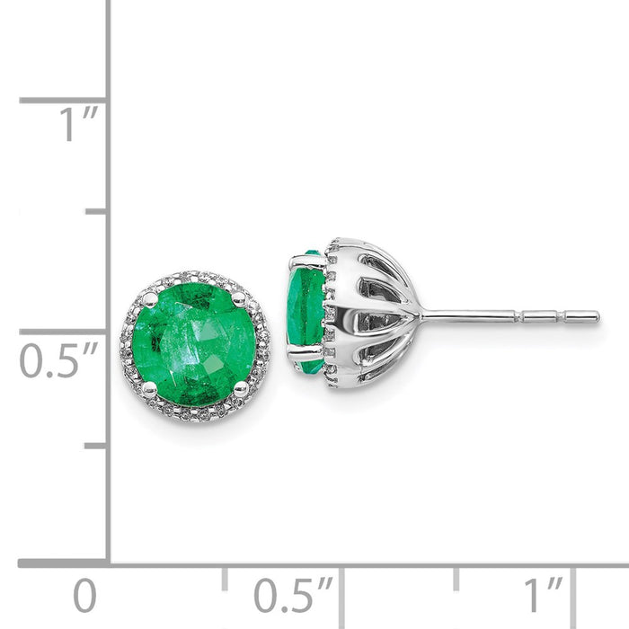 Buy Stylish 14K White Gold Emerald & Diamond Stud Earrings - 1.5 Carats-4