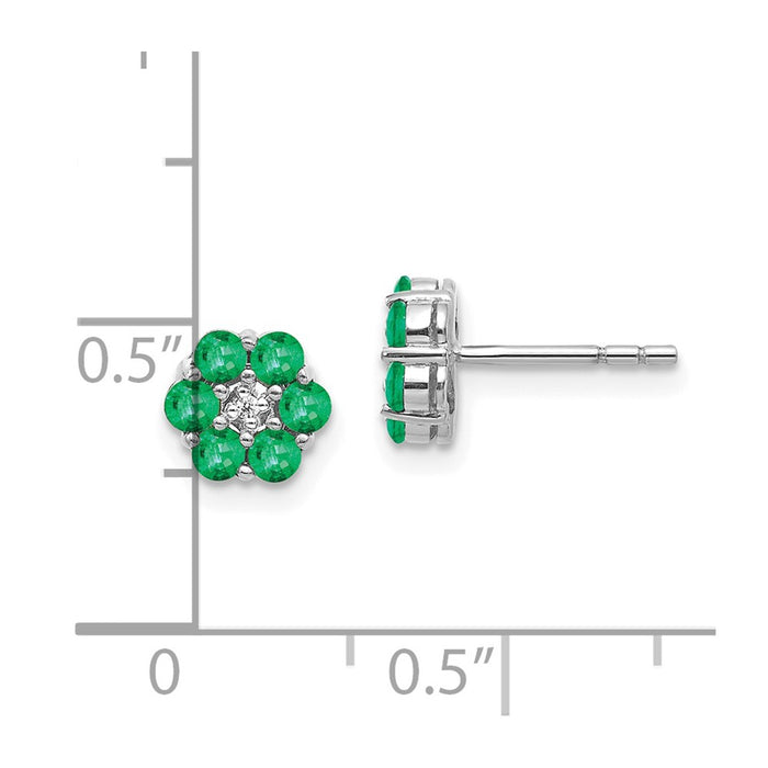 Shop Stylish 10K White Gold Emerald & Diamond Stud Earrings - Affordable Luxury-4