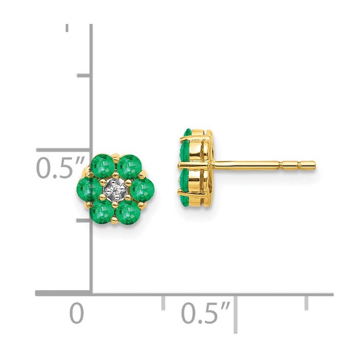 Buy Exclusive 10K Gold & Rhodium Emerald Diamond Stud Earrings - Luxury Style-4