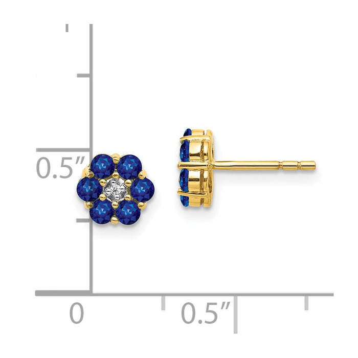 Exclusive 10K Gold Rhodium-Plated Sapphire & Diamond Stud Earrings - Affordable Luxury-4