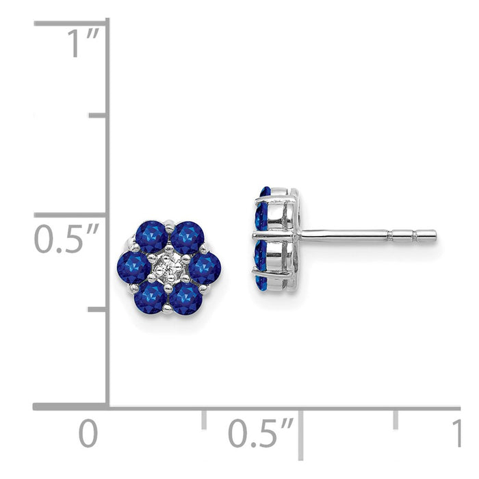 Shop 14K White Gold Polished Sapphire & Diamond Stud Earrings - Affordable Luxury!-4