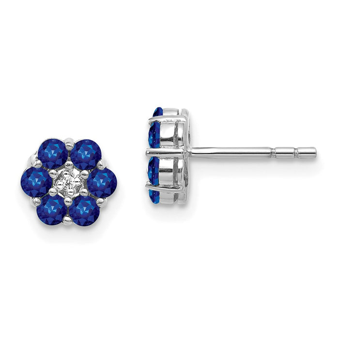 Shop 14K White Gold Polished Sapphire & Diamond Stud Earrings - Affordable Luxury!-1