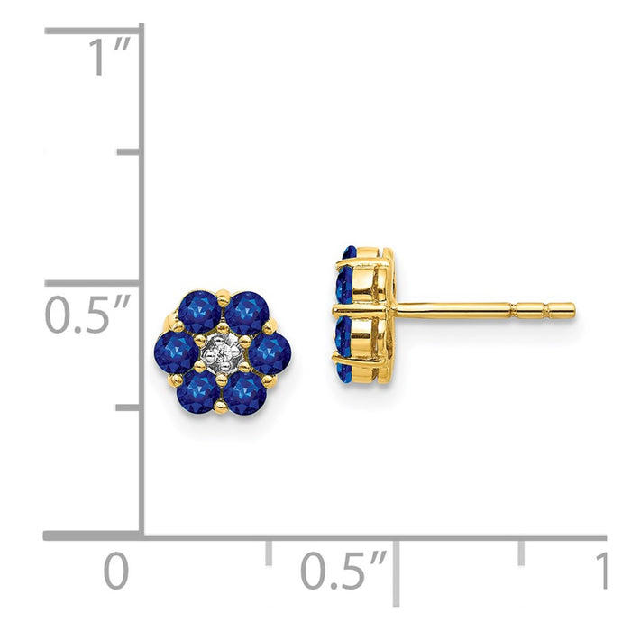 Buy Stylish 14K Gold Sapphire & Diamond Stud Earrings - .85mm & Rhodium-Plated-4